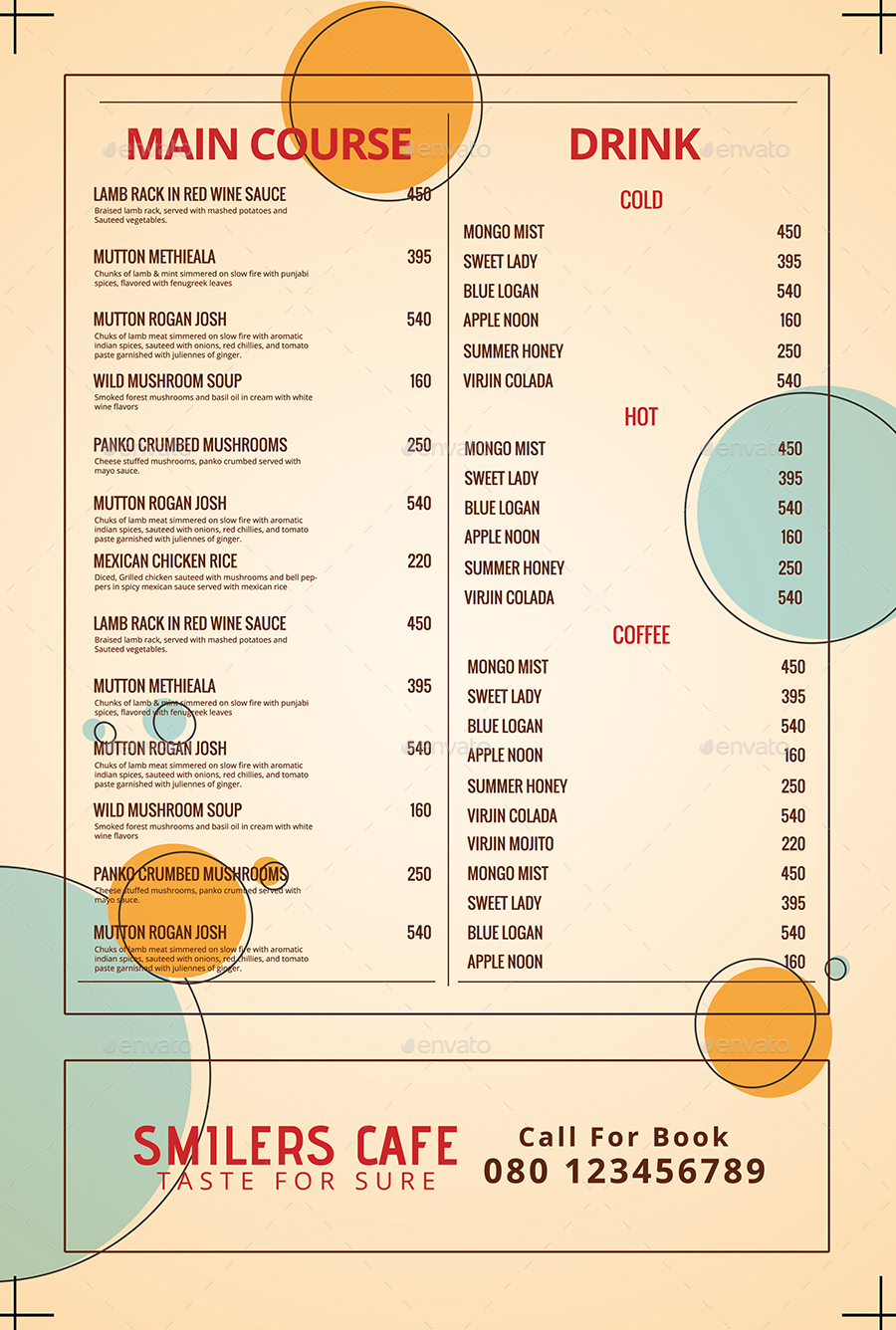 Cafe Menu Card Print Templates Graphicriver